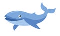 Blue whale. Cartoon vector blue whale isolated on white background. Vector elements for your projects. Royalty Free Stock Photo